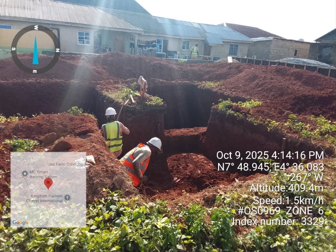 Site team excavating trench foundations