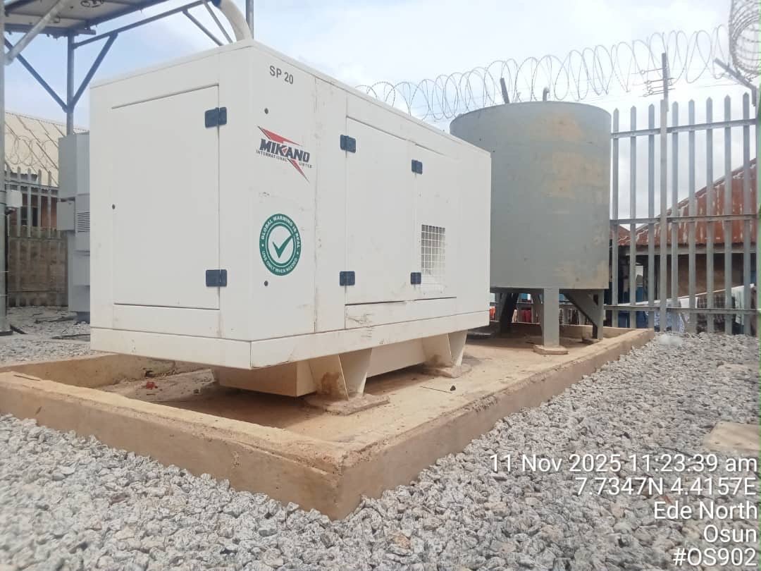 Standby generator and water tank installed on site
